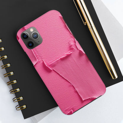 Distressed Neon Pink: Edgy, Ripped Denim-Inspired Doll Fabric - Tough Phone Cases