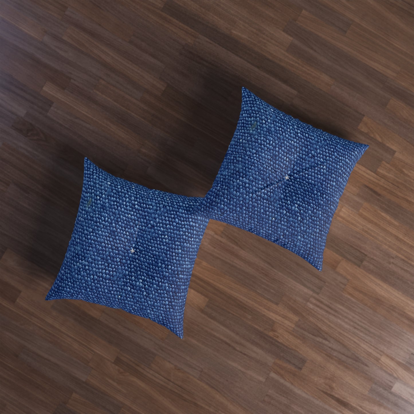 Marine Carpet Outdoor Bass Boat Style Denim Design - Tufted Floor Pillow, Square