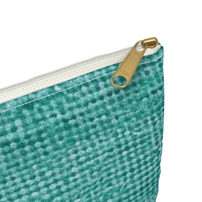 Quality Mint Turquoise Denim Fabric Deisgn, Stylish Material - Accessory Pouch