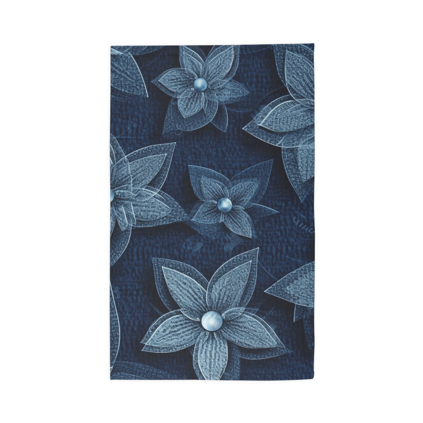 Hawaiian Flower Design - Denim-Inspired Decor Piece - Dobby Rug