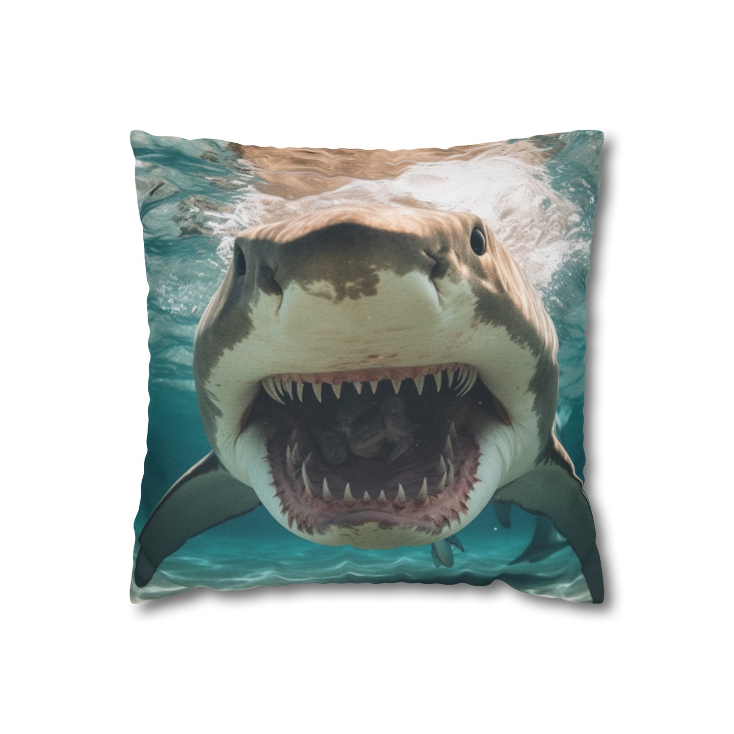 Bull Shark: River Monster Menace - Realistic Dark Water Predator - Spun Polyester Square Pillow Case