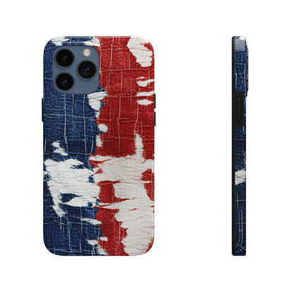 Patriotic Red, White & Blue: Distressed Denim-Style, Torn Fabric - Tough Phone Cases