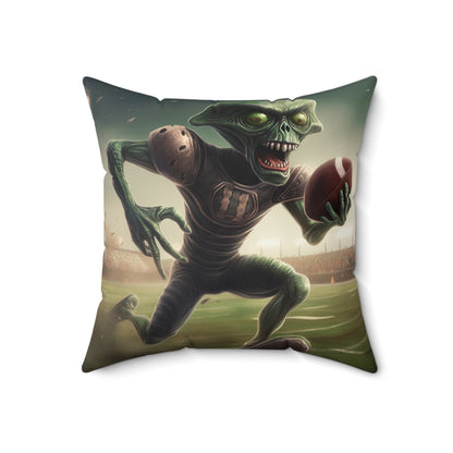 Alien Football Space Sport Game Stadium Athlete Galaxy Player - Spun Polyester Square Pillow