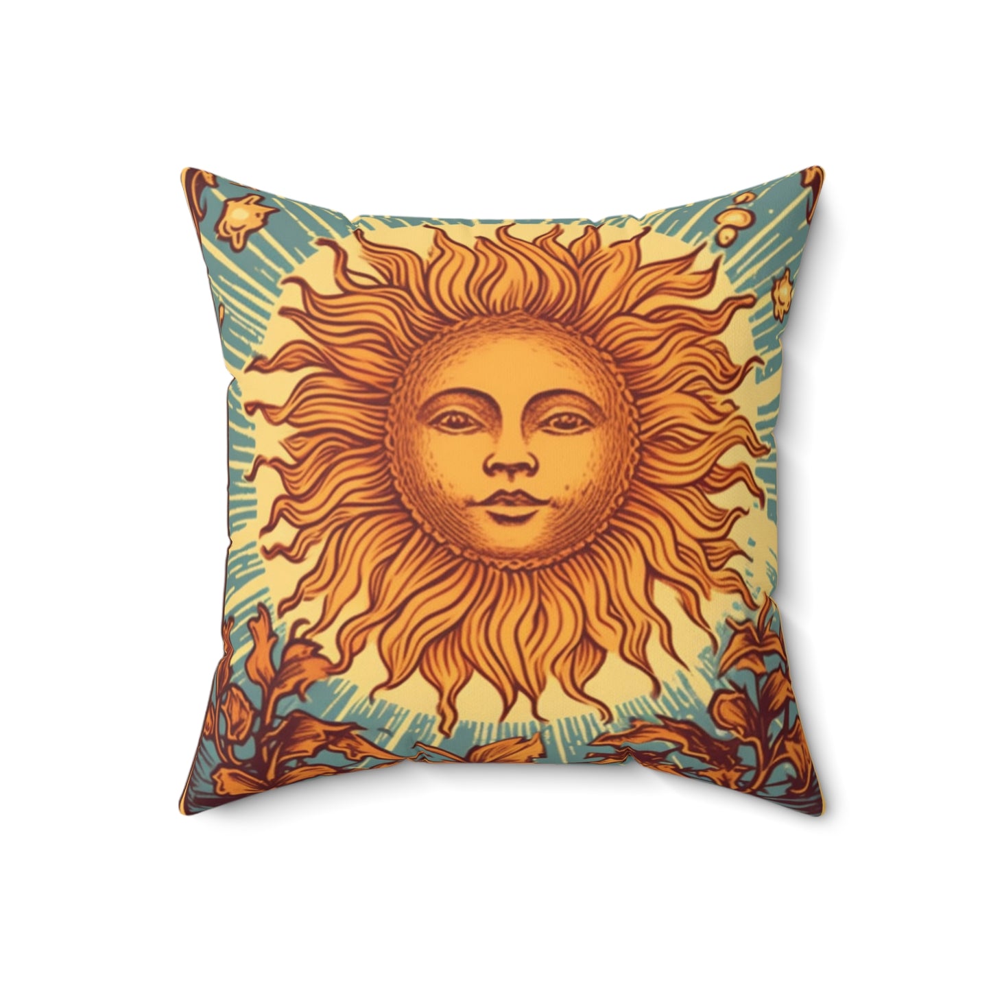 Sun Tarot Card Symbol of Growth, Life, and Radiance - Spun Polyester Square Pillow