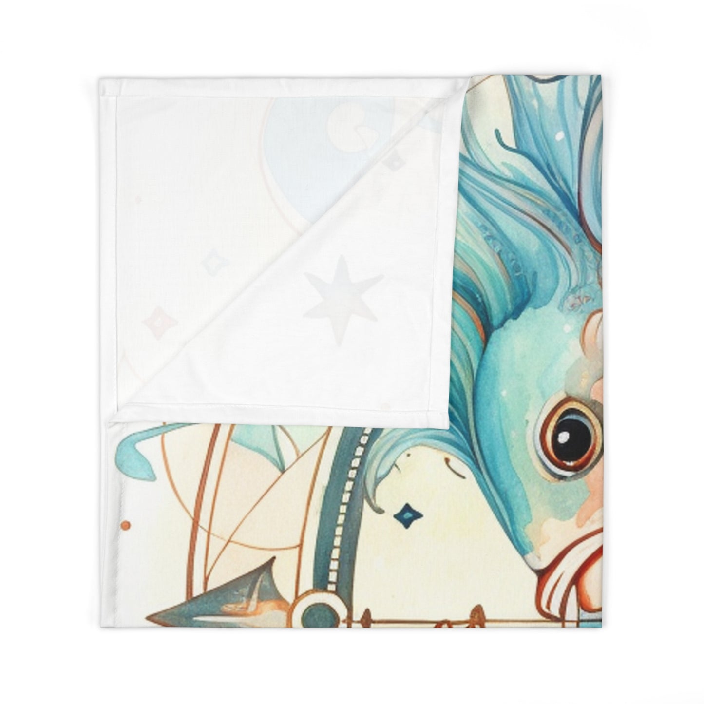 Pisces Zodiac Horoscope - Starry Watercolor & Ink, Hyper-Detailed Fish - Baby Swaddle Blanket