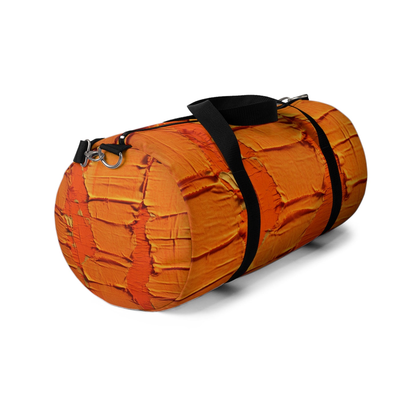 Fiery Citrus Orange: Edgy Distressed, Denim-Inspired Fabric - Duffel Bag