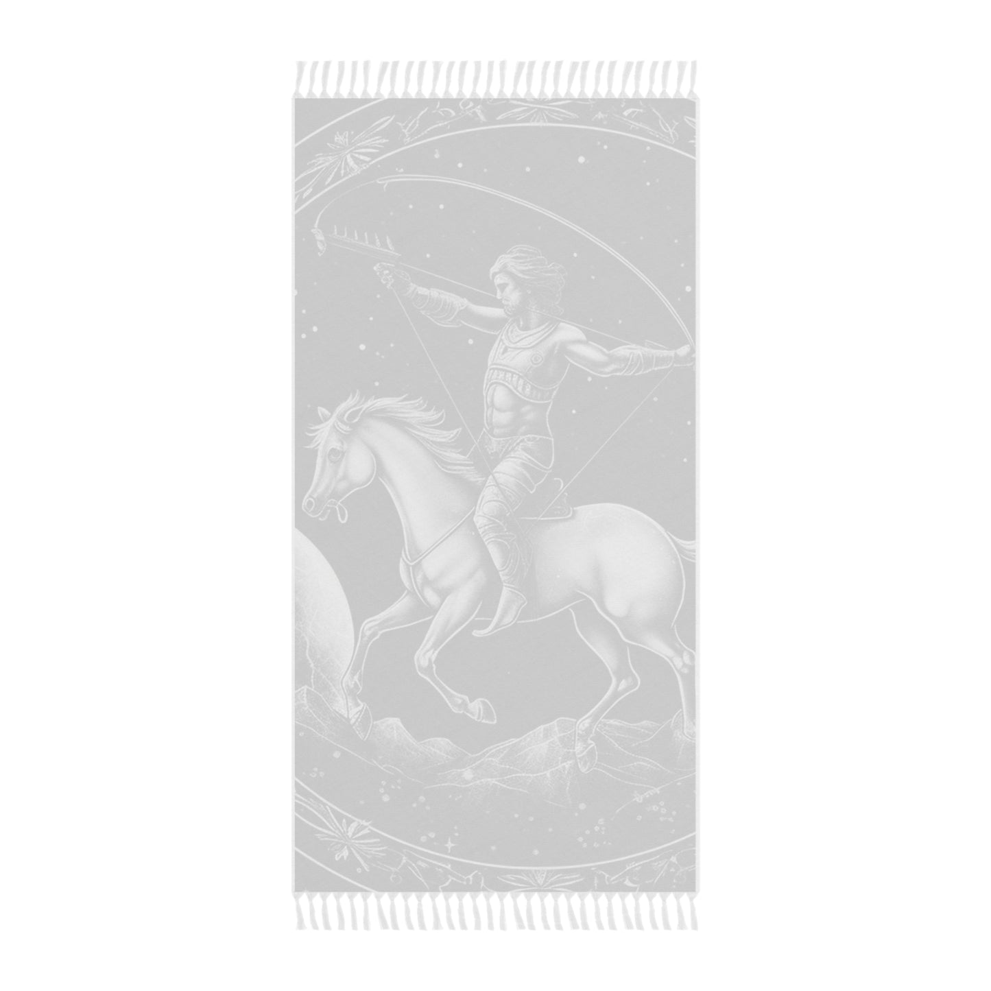 Sagittarius Zodiac Black & White Archer Design - Boho Beach Cloth