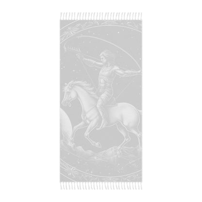 Sagittarius Zodiac Black & White Archer Design - Boho Beach Cloth