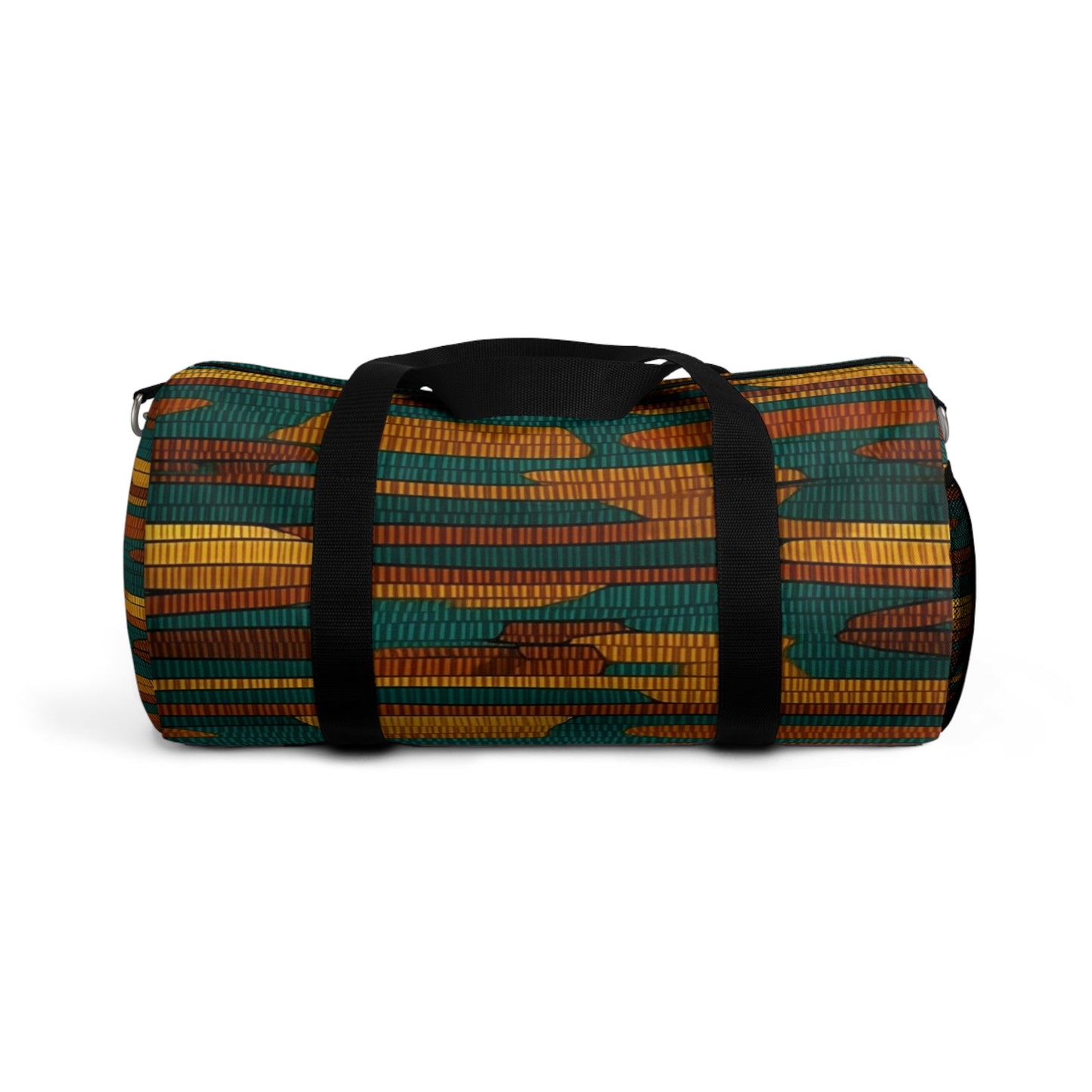 Teal & Dark Yellow Maya 1990's Style Textile Pattern - Intricate, Texture-Rich Art - Duffel Bag