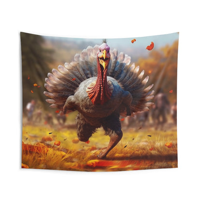 Thanksgiving Trot Turkey Run Athlete Sprint Racer Holiday Feast Dinner - Indoor Wall Tapestries