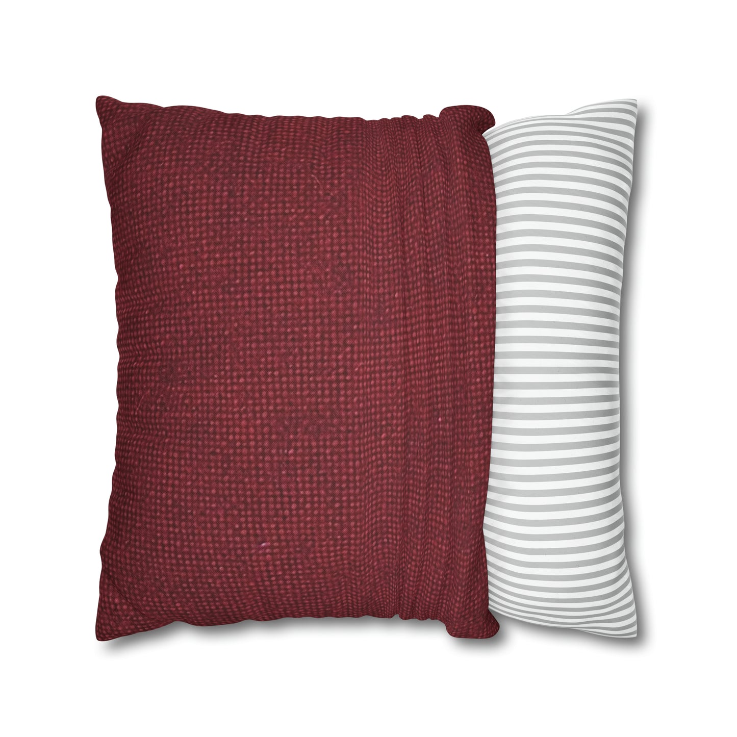 Seamless Texture - Maroon/Burgundy Denim-Inspired Fabric - Spun Polyester Square Pillow Case