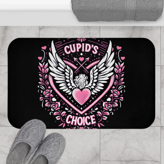 Cupids Choice Crest with Heart and Wings - Love and Romance Valentine Themed - Bath Mat