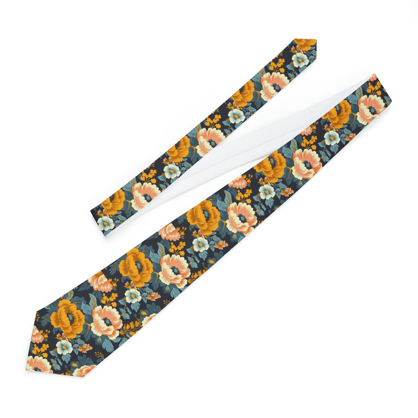 50s 60s Inspired High-Waisted Floral Flower Pattern - Necktie