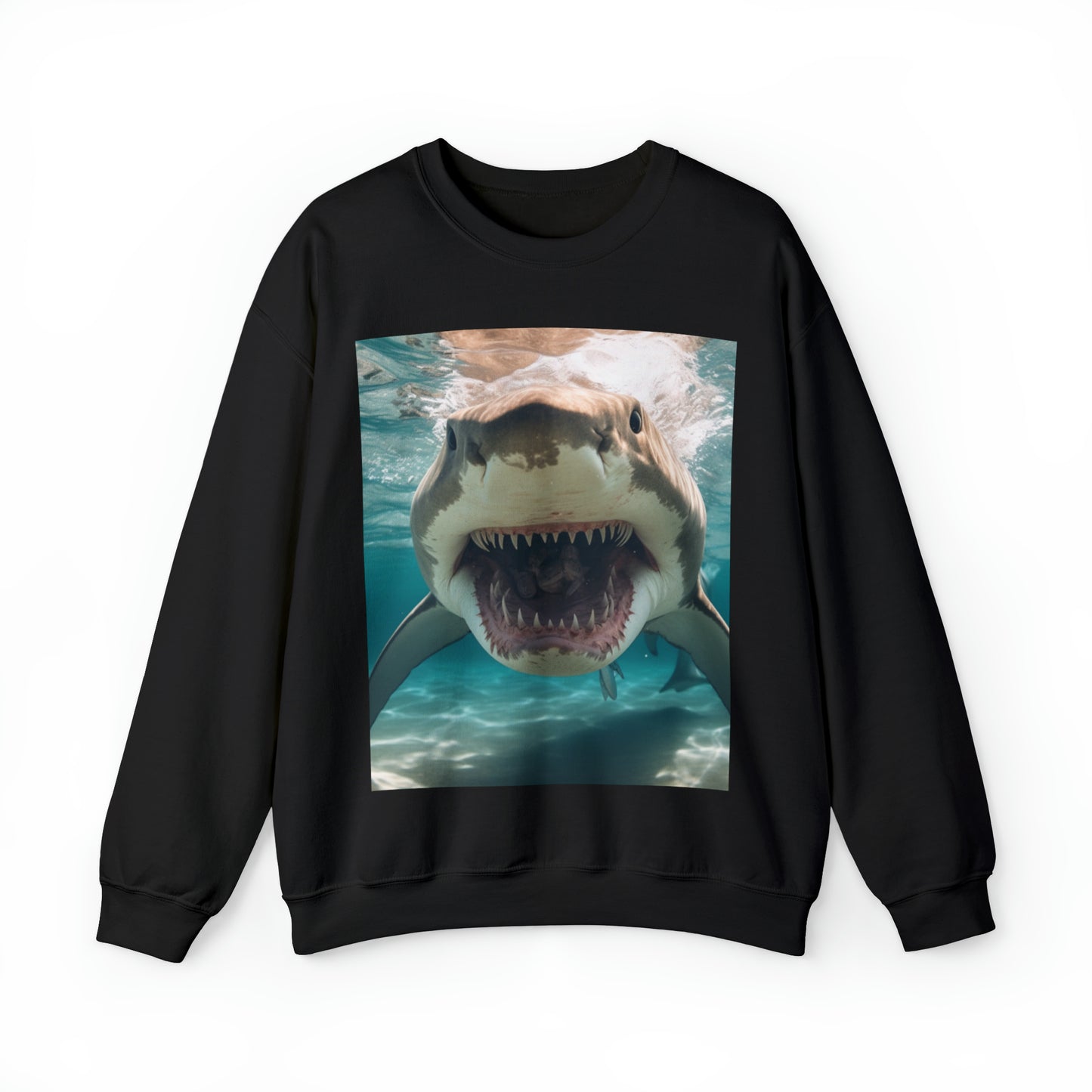 Bull Shark: River Monster Menace - Realistic Dark Water Predator - Unisex Heavy Blend™ Crewneck Sweatshirt