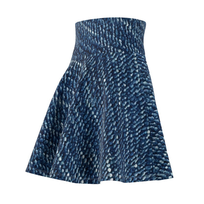 Denim-Inspired Design - Distinct Textured Fabric Pattern - Women's Skater Skirt (AOP)