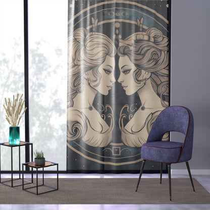 Duality of Gemini - Expressive Twins Zodiac Astrology - Window Curtain