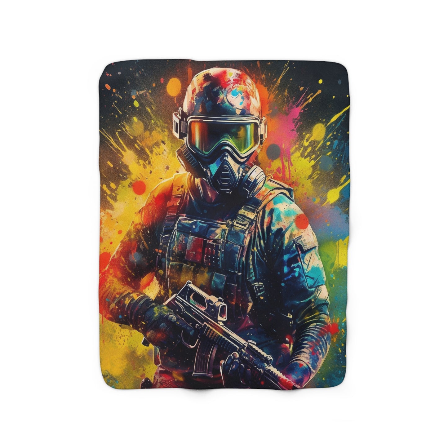 Paintball Game Sport: Professional Action Shot Target Player - Sherpa Fleece Blanket