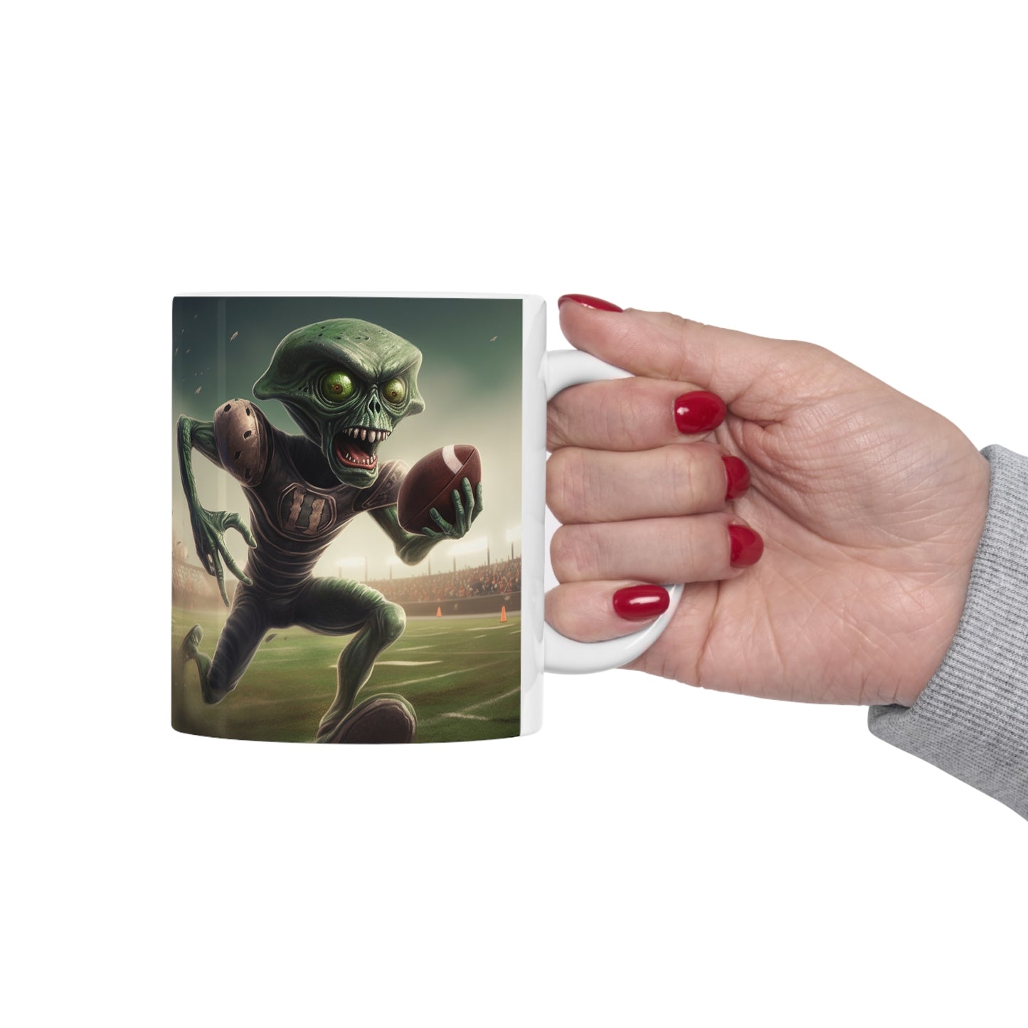 Alien Football Space Sport Game Stadium Athlete Galaxy Player - Ceramic Mug 11oz