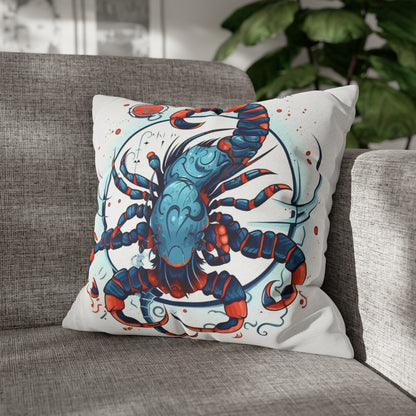 Cute Scorpio Zodiac Sign - Big Claws, Long Tail Cosmic Astrology Symbol - Spun Polyester Square Pillow Case