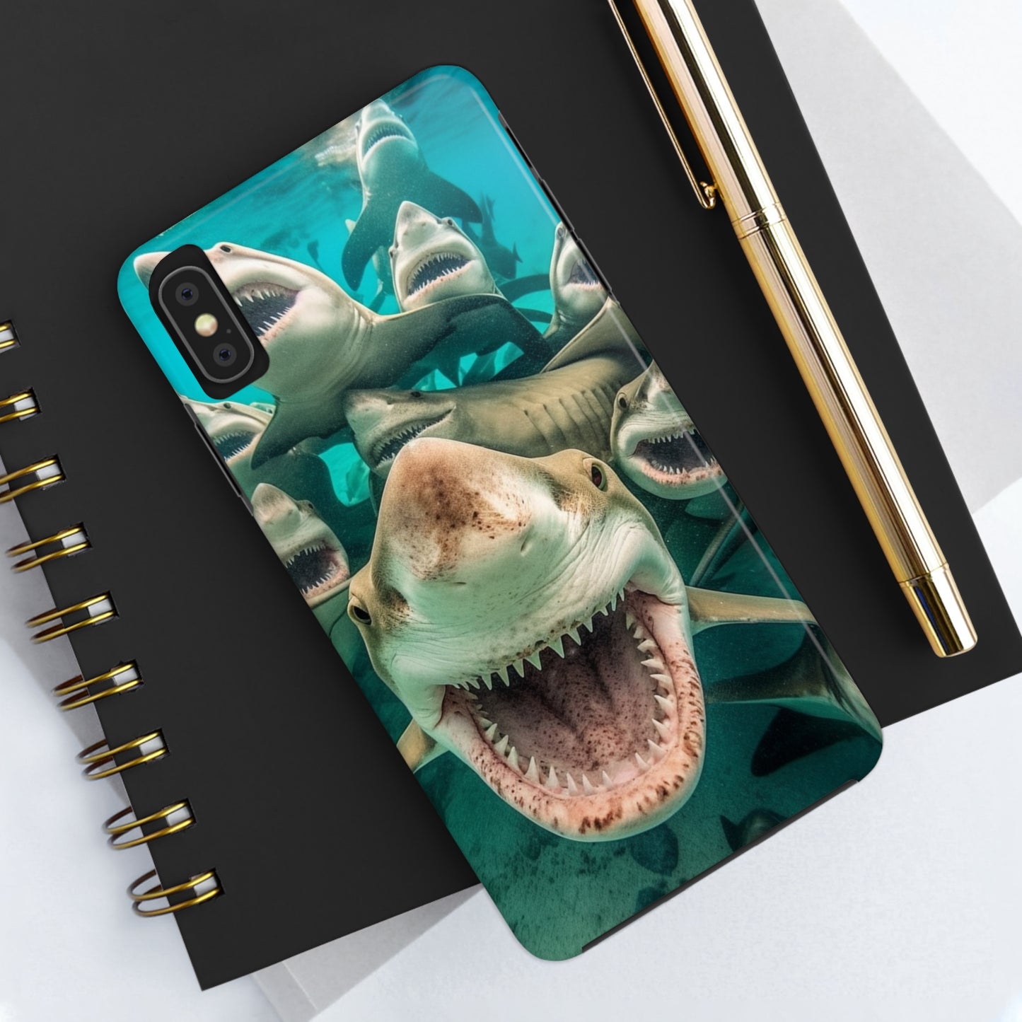 Laughing Lemon Sharks: Joyful Sea Jaws Ocean Deep - Tough Phone Cases