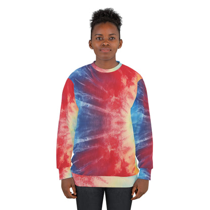 Rainbow Tie-Dye Denim: Vibrant Multi-Color, Fabric Design Spectacle - Unisex Sweatshirt (AOP)