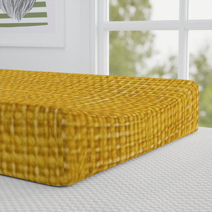 Radiant Sunny Yellow: Denim-Inspired Summer Fabric - Baby Changing Pad Cover