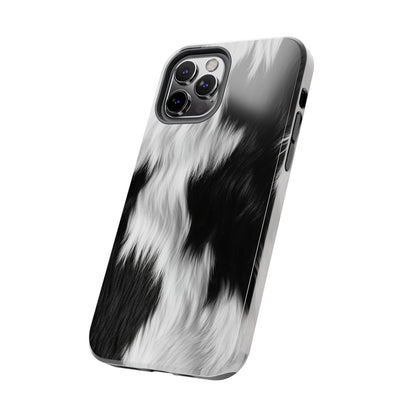 Cowhide on Hair Leather - Black and White - Designer Style - Tough Phone Cases