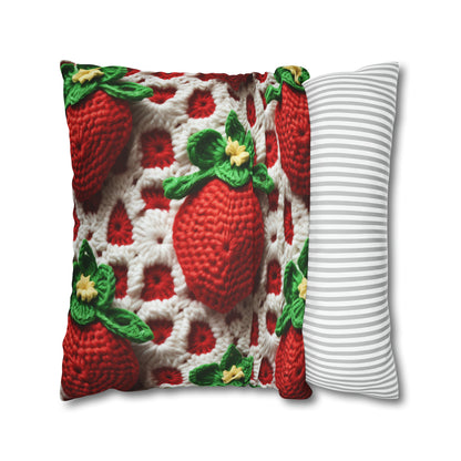 Strawberry Crochet Pattern - Amigurumi Strawberries - Fruit Design for Home and Gifts - Spun Polyester Square Pillow Case