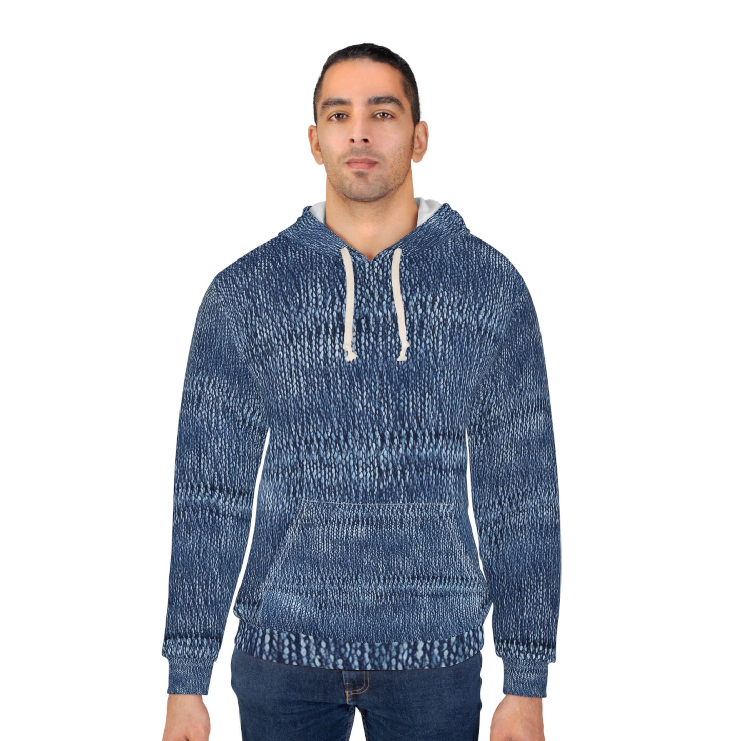 Indigo blue jean Denim Design Pattern Style - Unisex Pullover Hoodie (AOP)