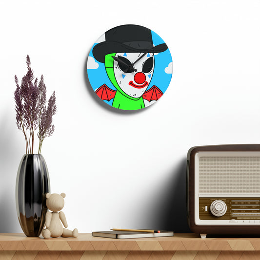 Clown Alien Visitor Acrylic Wall Clock