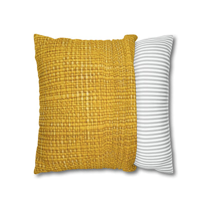 Radiant Sunny Yellow: Denim-Inspired Summer Fabric - Spun Polyester Square Pillow Case