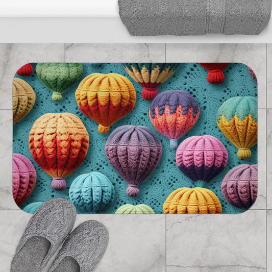 Crochet Hot Air Balloons Sky Travel Transport Scenic Style - Bath Mat