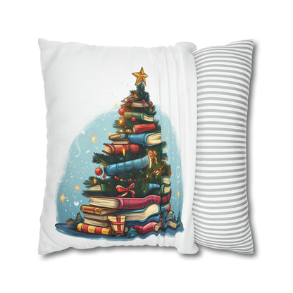 Book Lover Christmas Tree, Gift For Readers - Spun Polyester Square Pillow Case