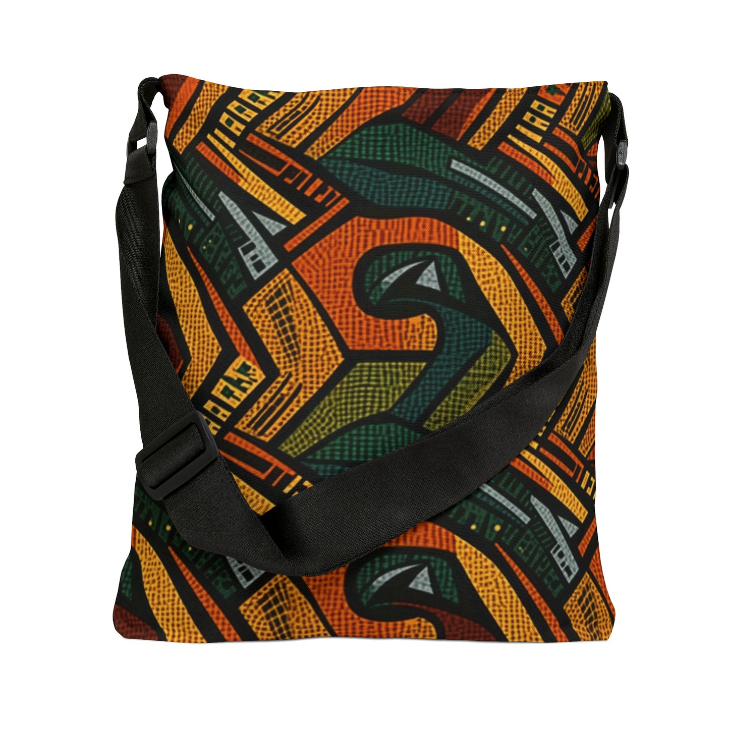 1960-1970s Style African Ornament Textile - Bold, Intricate Pattern - Adjustable Tote Bag (AOP)