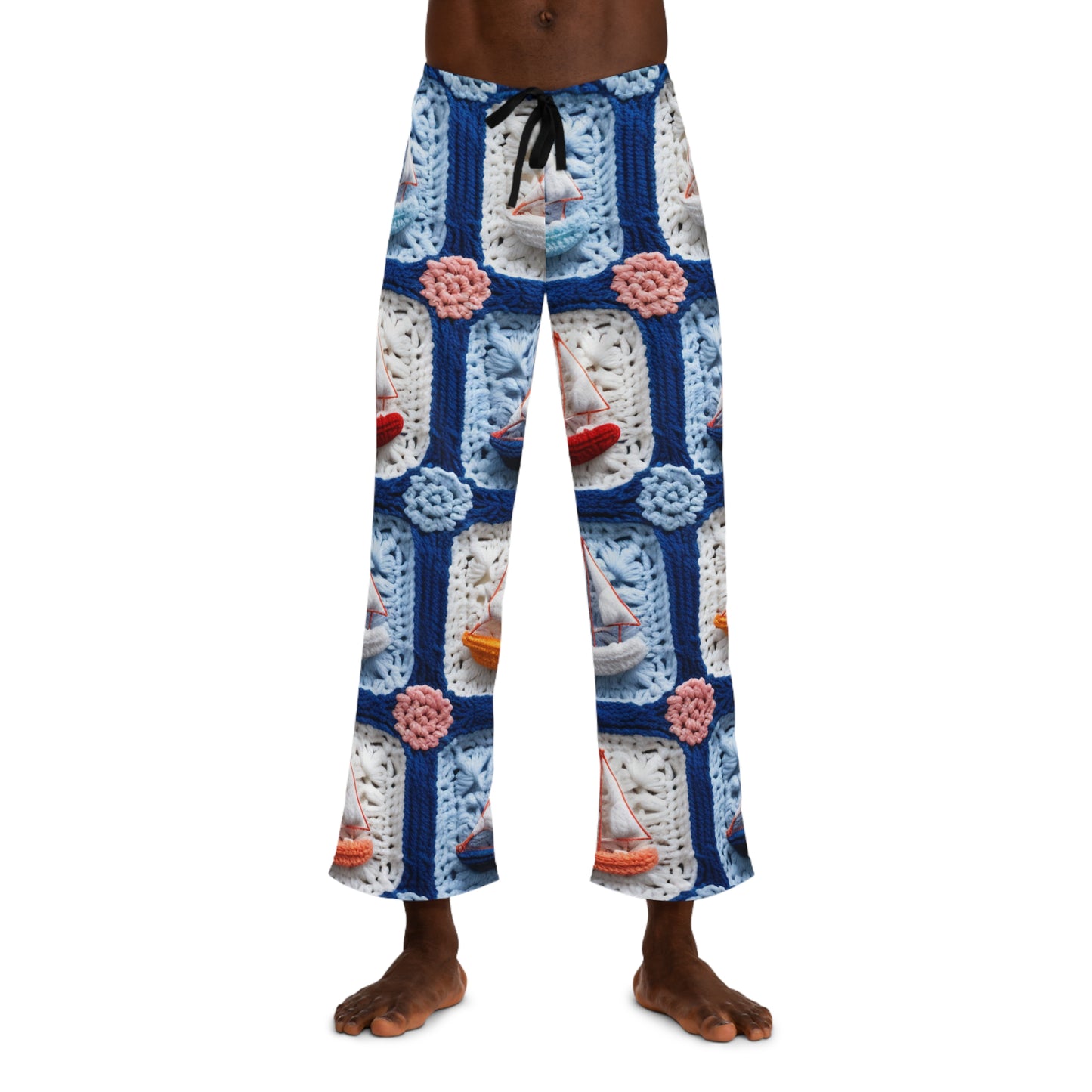 Crochet Boat Ship Sea Vessel Ocean Beach Travel Yacht Design - Men's Pajama Pants (AOP)