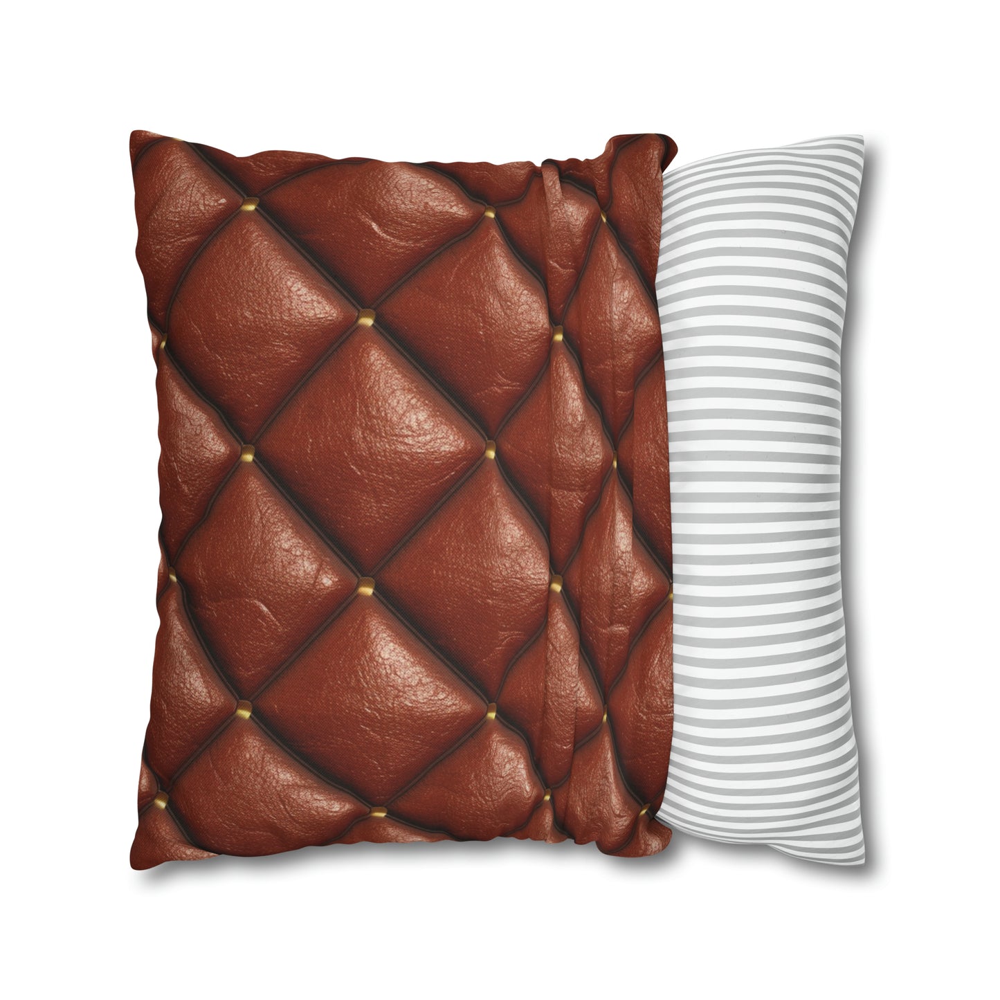 Brown Leather Cognac Pattern Rugged Durable Design Style - Spun Polyester Square Pillow Case