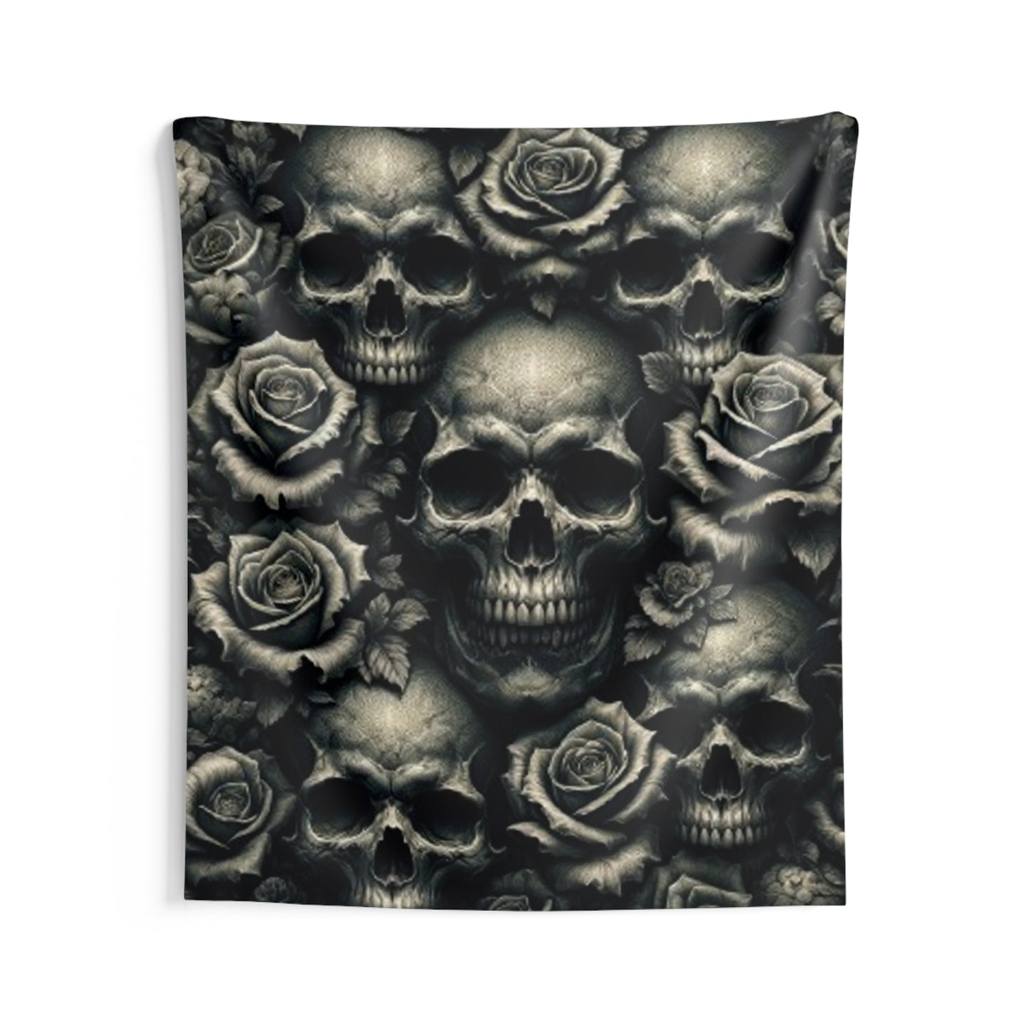 Dark Elegance: Gothic Skulls, Black and Bold - Indoor Wall Tapestries