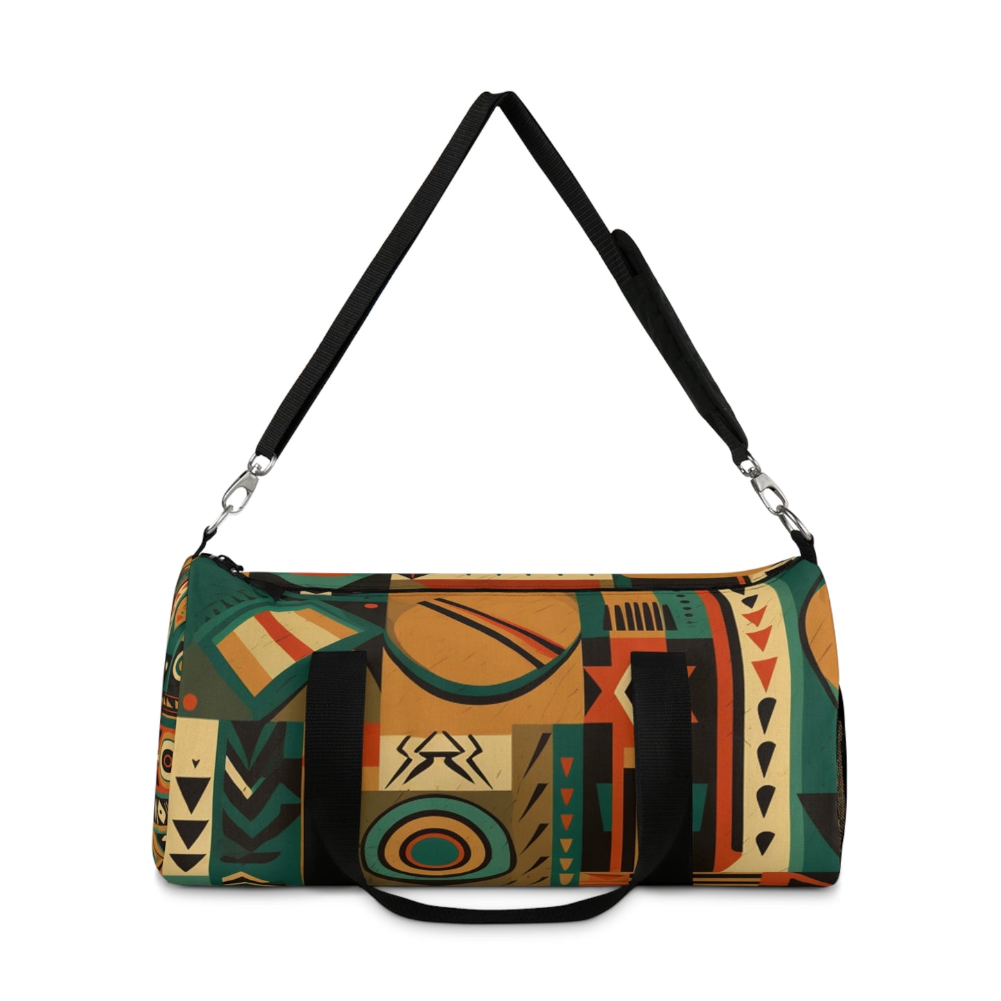 Earthy Tones Geometric Tribal-Inspired Pattern Design Duffel Bag