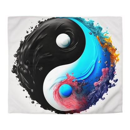 Yin Yang Symbol, Colorful Paint Style - Artistic Decor - Microfiber Duvet Cover