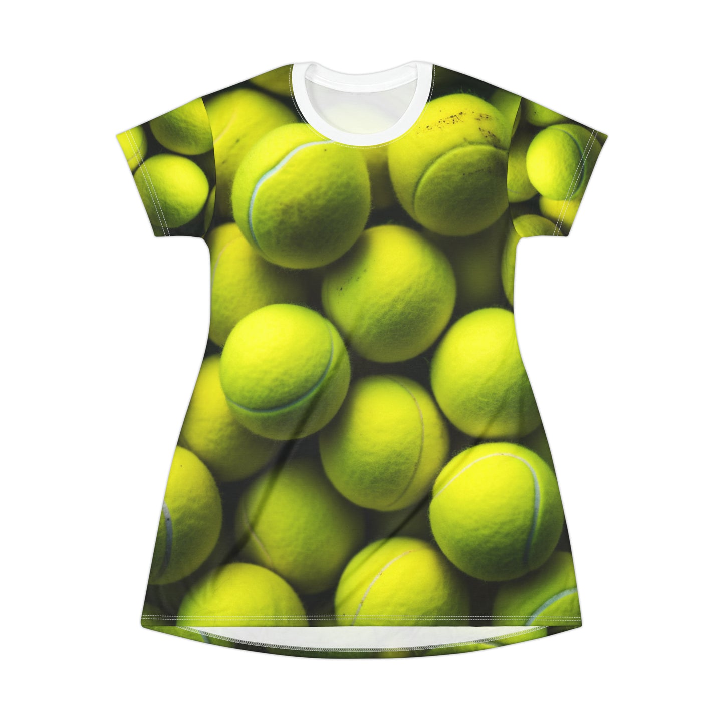 Tennis Ball Sport: Athlete Court Action, Rally & Serve - T-Shirt Dress (AOP)