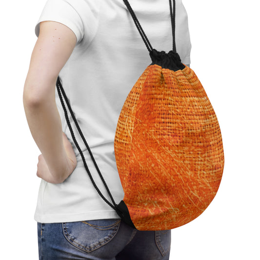 Burnt Orange/Rust: Denim-Inspired Autumn Fall Color Fabric - Drawstring Bag