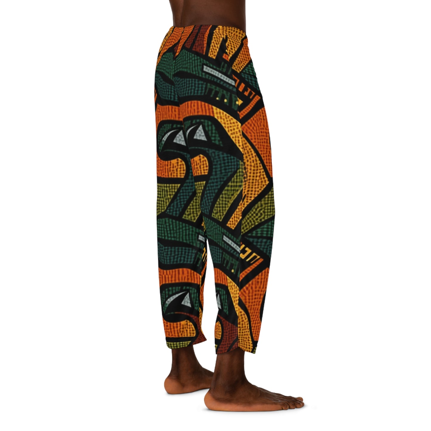 1960-1970s Style African Ornament Textile - Bold, Intricate Pattern - Men's Pajama Pants (AOP)