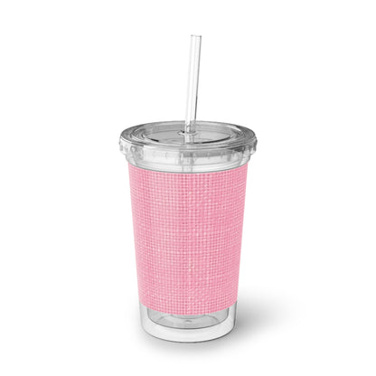 Pastel Rose Pink: Denim-Inspired, Refreshing Fabric Design - Suave Acrylic Cup