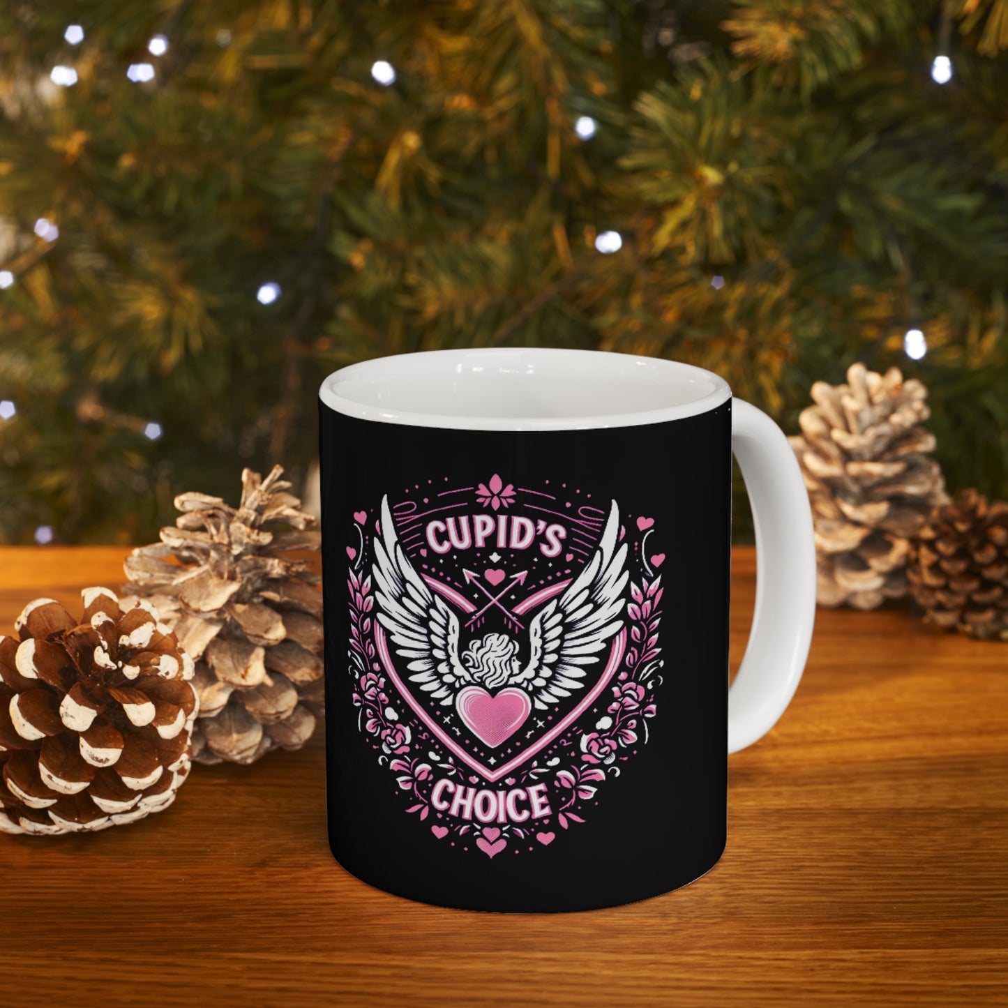 Cupids Choice Crest with Heart and Wings - Love and Romance Valentine Themed - Ceramic Mug 11oz