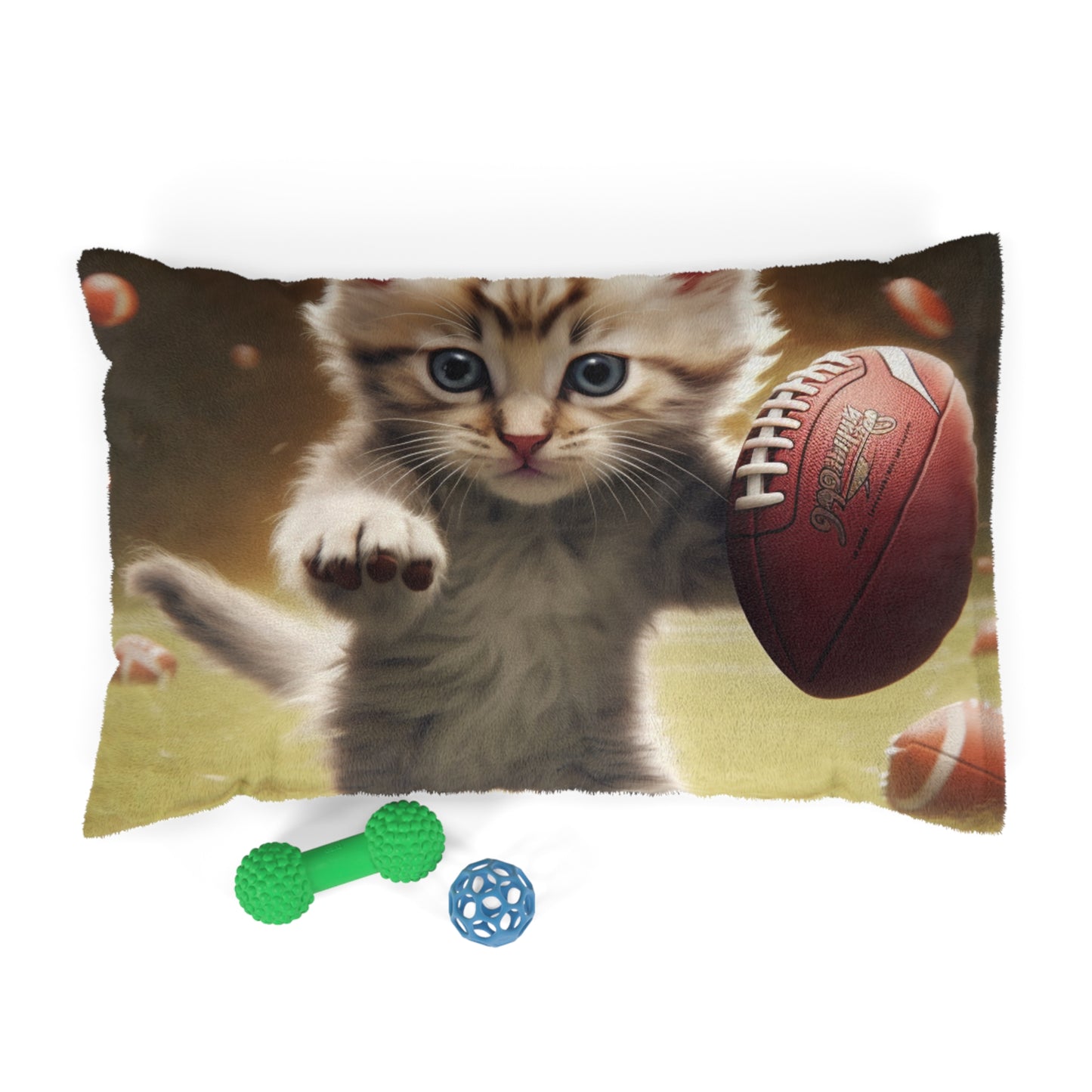 Football Kitty Fantasy: Feline Cat American Sport Quarterback - Dog & Pet Bed