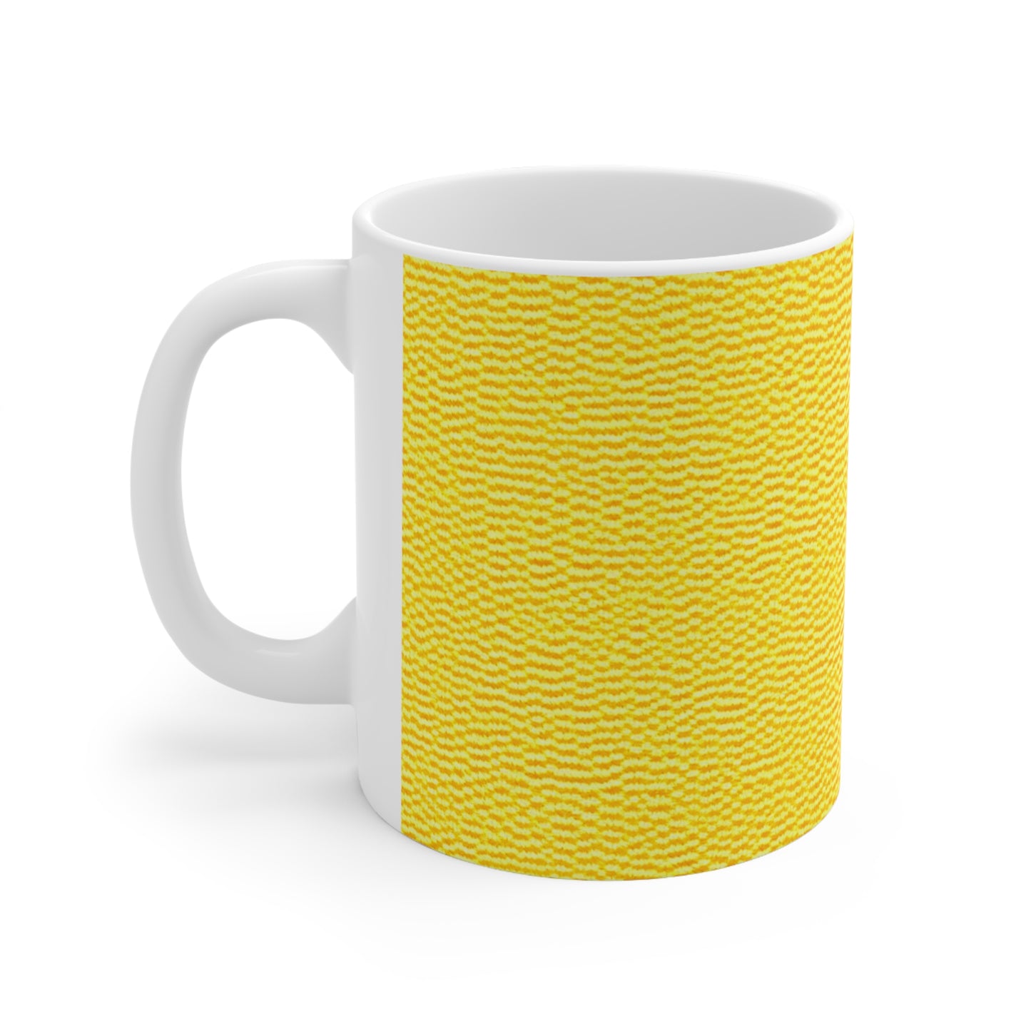 Sunshine Yellow Lemon: Tela alegre e inspirada en la mezclilla - Taza de cerámica de 11 oz