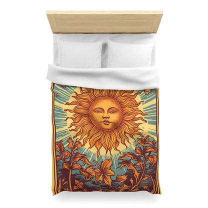 Sun Tarot Card Symbol of Growth, Life, and Radiance - Microfiber Duvet Cover