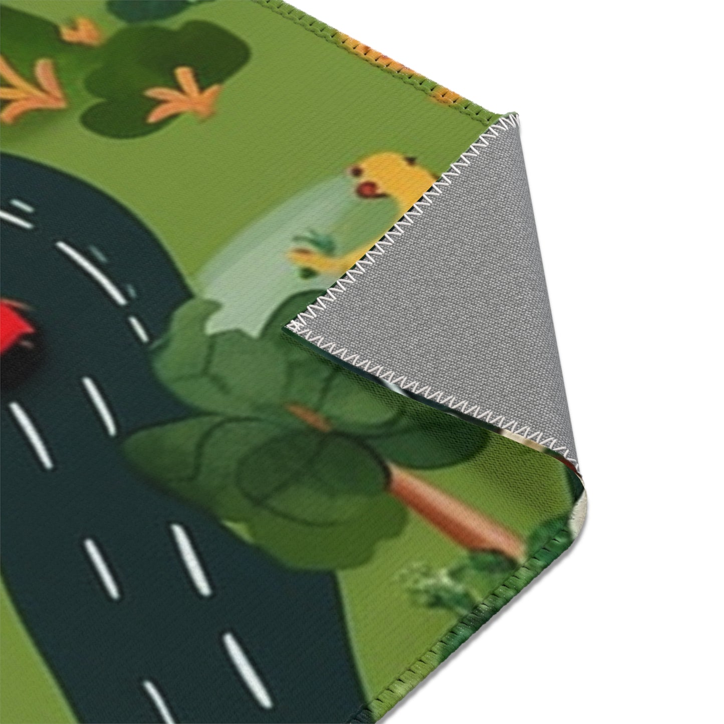 Jungle Journey: Kids' Car Roadway in Lush Forest Setting Play - Area Rugs