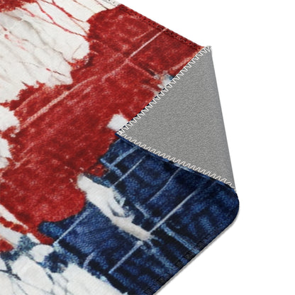 Patriotic Red, White & Blue: Distressed Denim-Style, Torn Fabric - Area Rugs