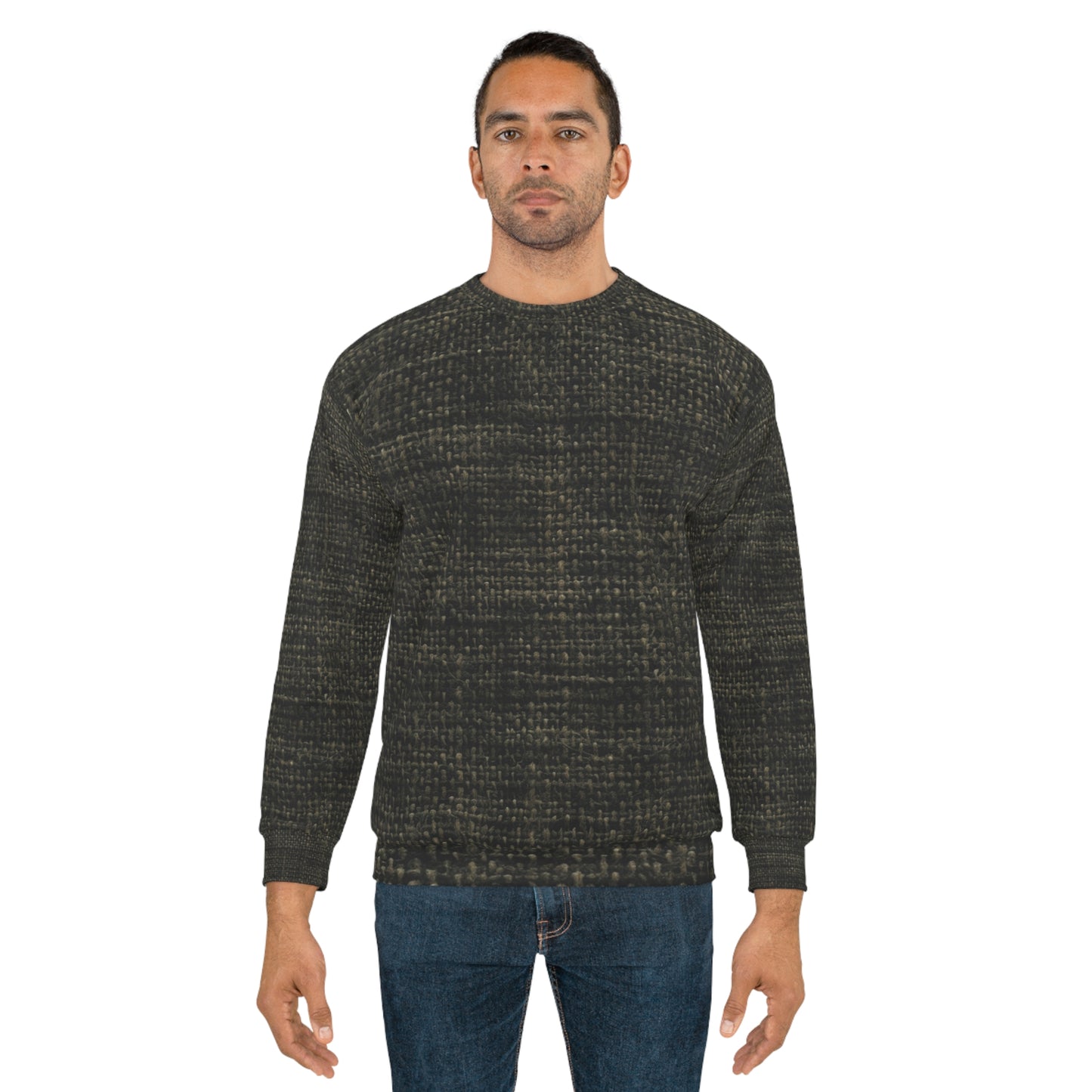 Sophisticated Seamless Texture - Black Denim-Inspired Fabric - Unisex Sweatshirt (AOP)